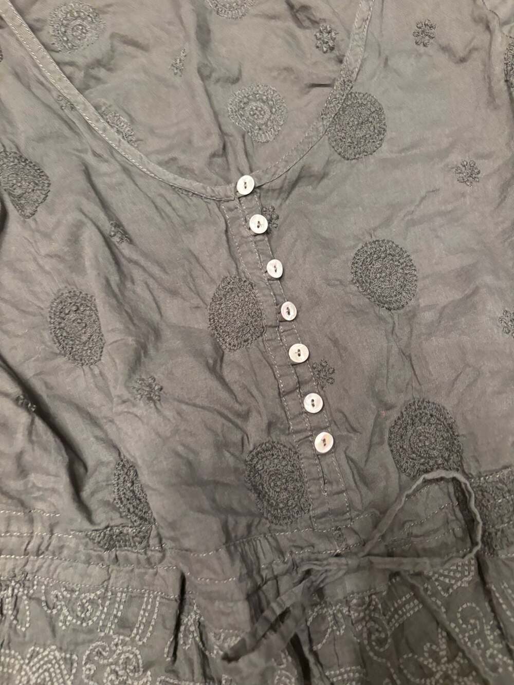 Sea Gypsies Drifter Embroidered Boho Long Sleeve Romper Gray Size L - Picture 3 of 6